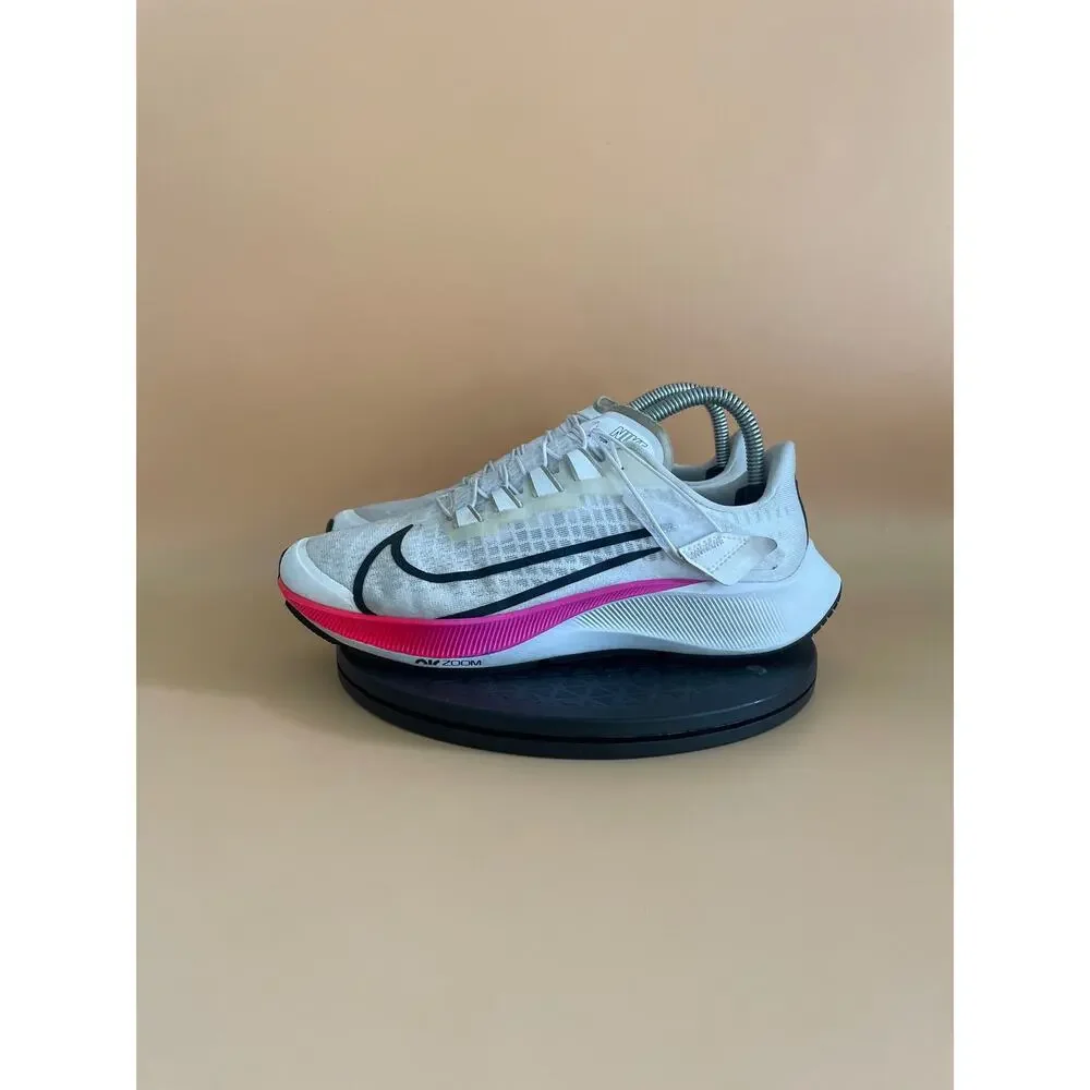 Womens Nike Zoom Pegasus 37 Flyease Running Shoes Size 8.5 White Pink